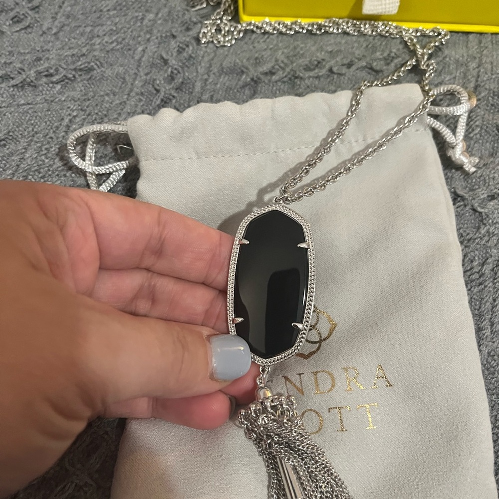 Silver and Black Pendant Necklace